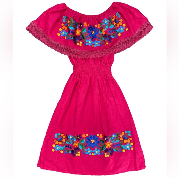 Mexican Girl Florecitas Dress Pink - Picture 1 of 1